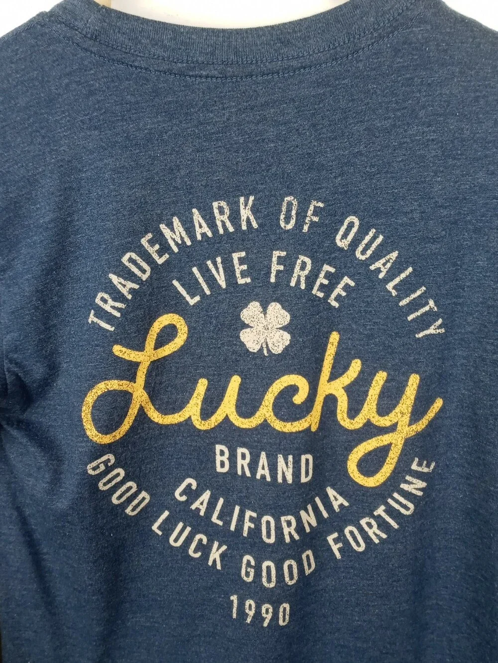 Lucky Brand boys 8 blue flex long sleeve logo design top vintage like design